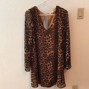 Leopard print long sleeve mini dress